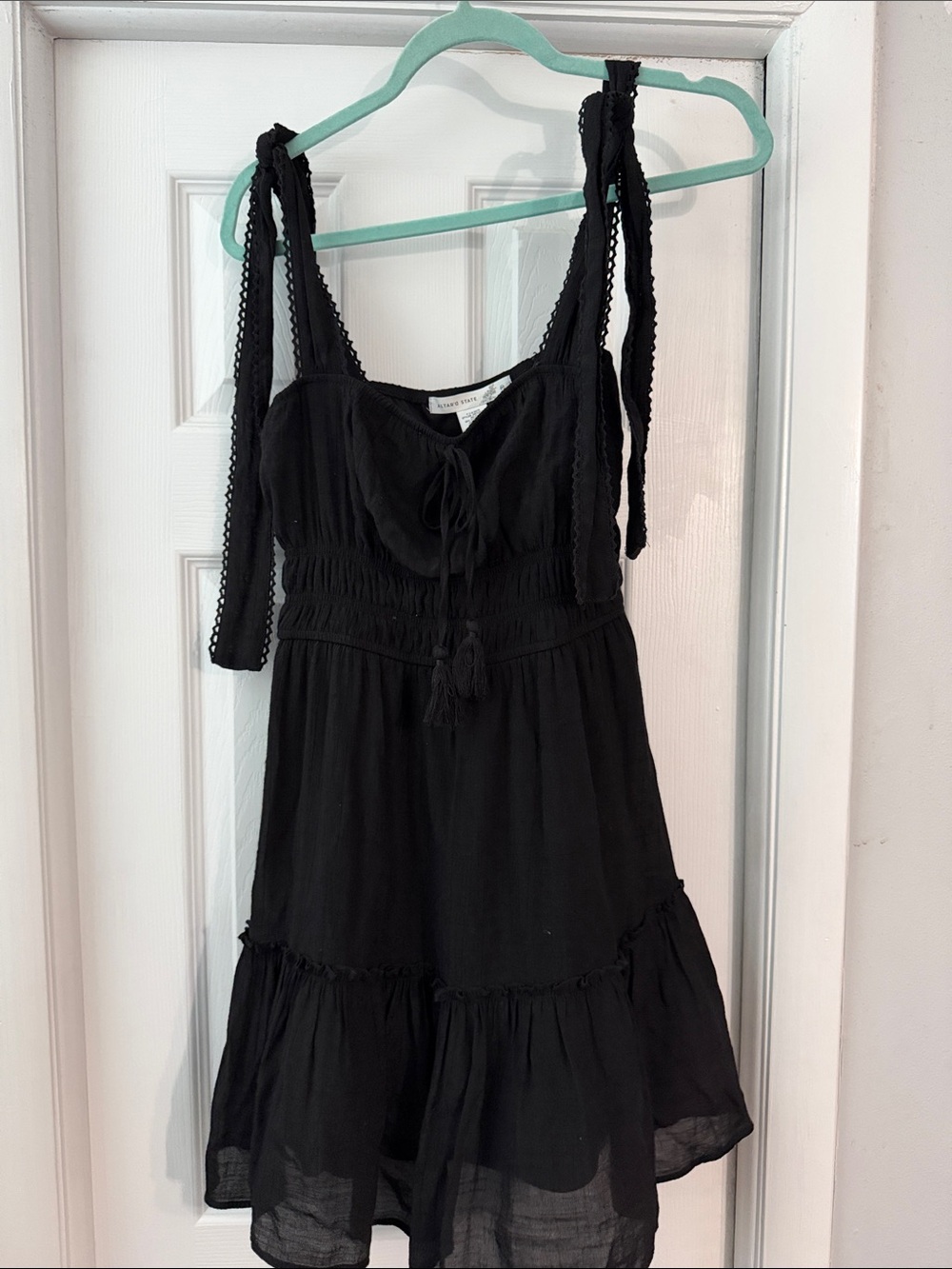 Altar'd State Black Mini Tie-Shoulder Dress size M